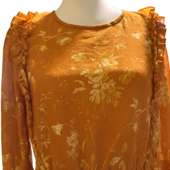 Madewell Mustard Floral Ruffle Peplum Blouse - Picture 5 of 10